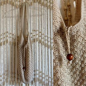 Boho Rayon Neutral Cream Straw Woven Shoulder Medium Size Beachy Festival Purse